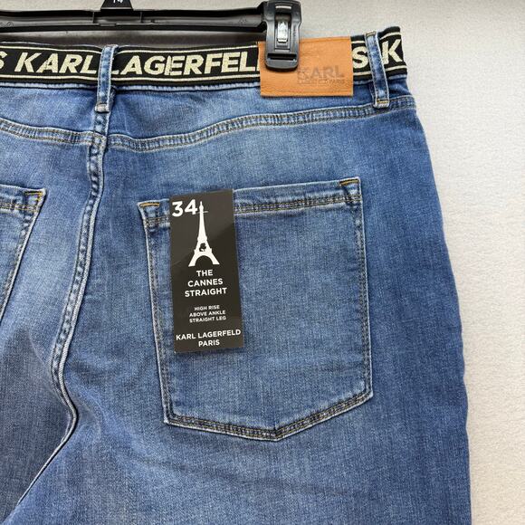 Karl Lagerfeld Paris Jeans Women's 16 Blue Cannes Straight High Rise L2TK2276 - Picture 3 of 14